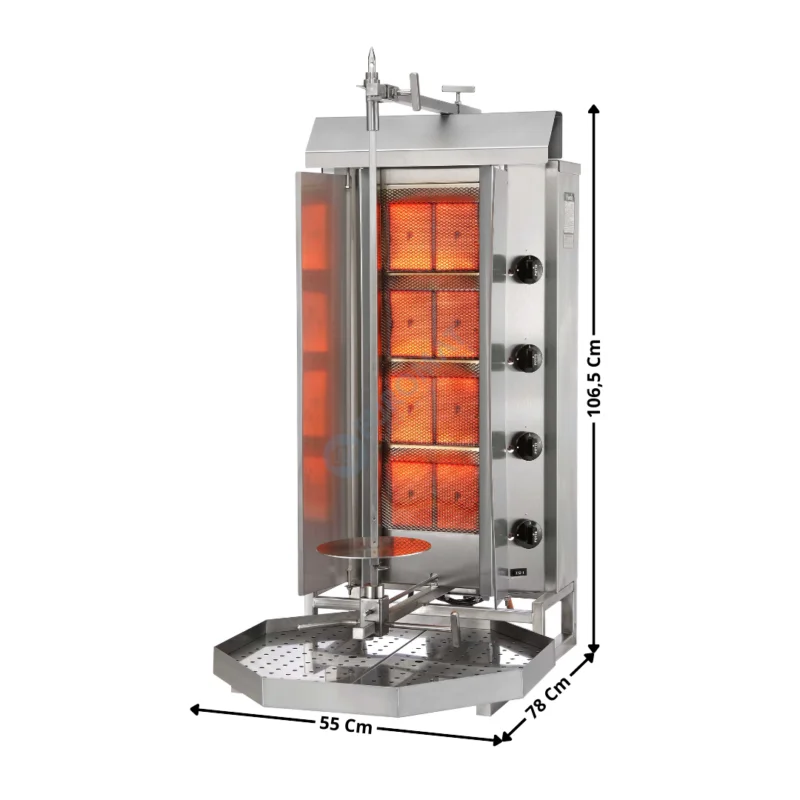 Promotion Saisonnière Machine à Kebab 4 zones HP Gaz avec Déflecteurs G+D – Premium Series | RSMUGD4+ACPT0901 | POTIS
