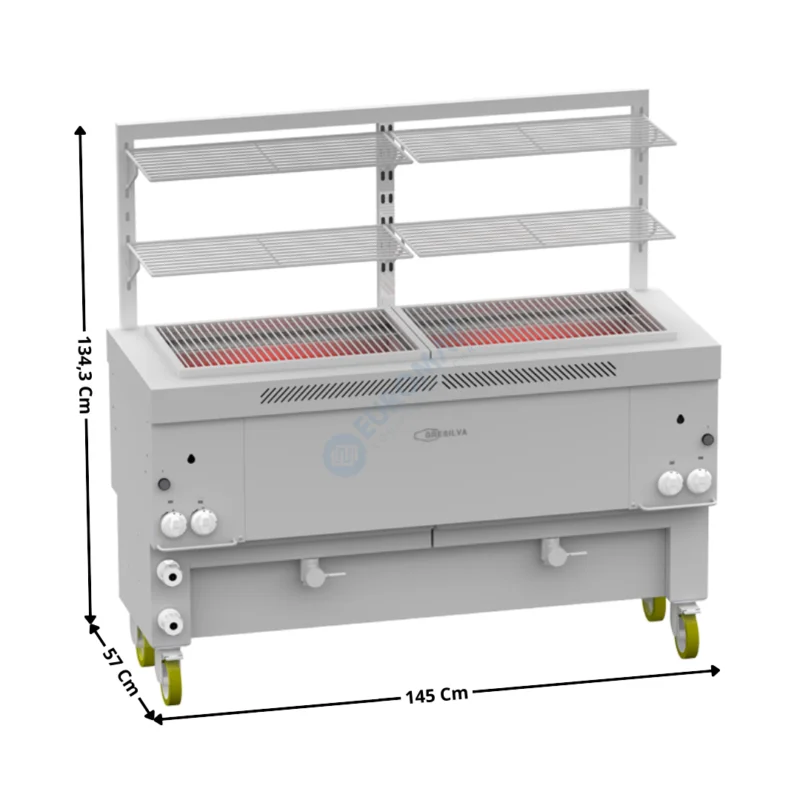 Nouveauté Grillade/Parrilla Horizontal Haut Rendement – Modèle GHPI « Large-Gaz » + Pack Support Avec Grilles | GREF5A10+GREF5P72 | GRESILVA