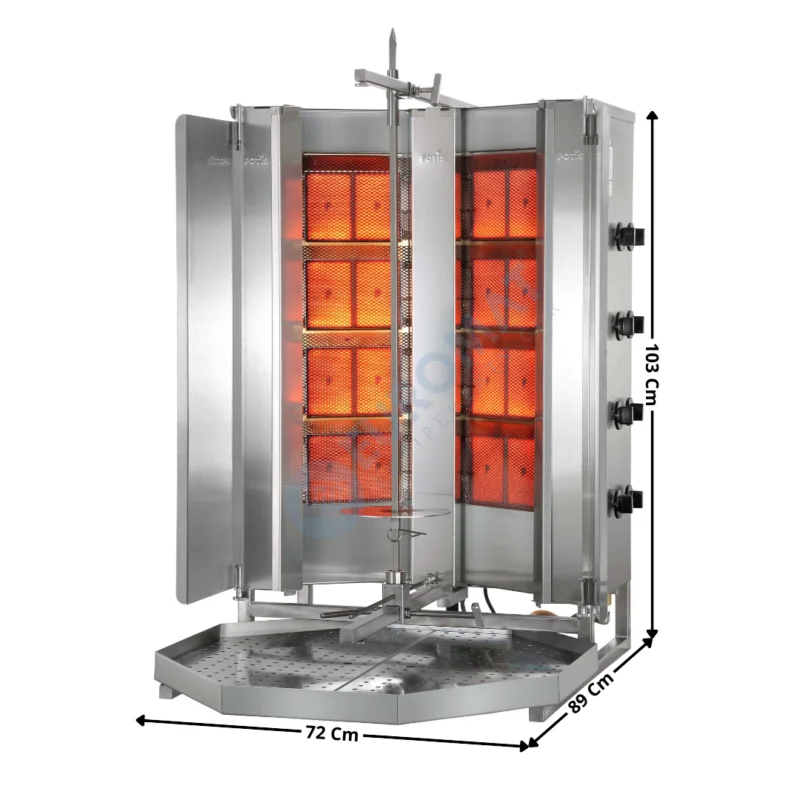 Machine à Kebab 8 zones HP Gaz avec Déflecteurs G+D – Premium Series | VMUGD4+ACPT0901 | POTIS Petit Prix