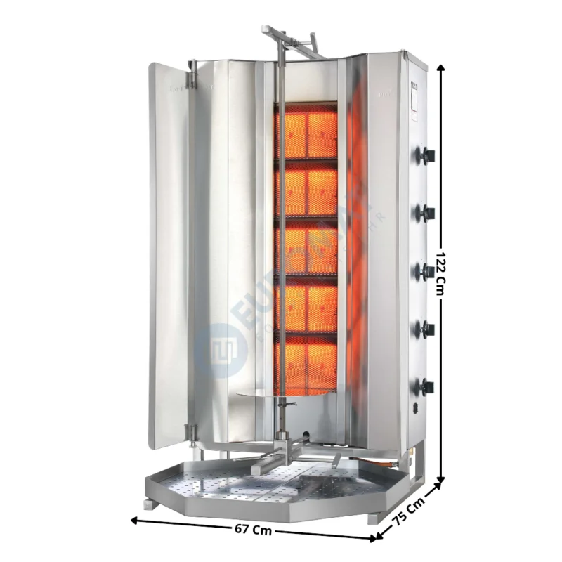 Machine à Kebab 5 zones HP Gaz avec Déflecteurs G+D – Premium Series | MUGD5+ACPT0902 | POTIS Prix Cassé