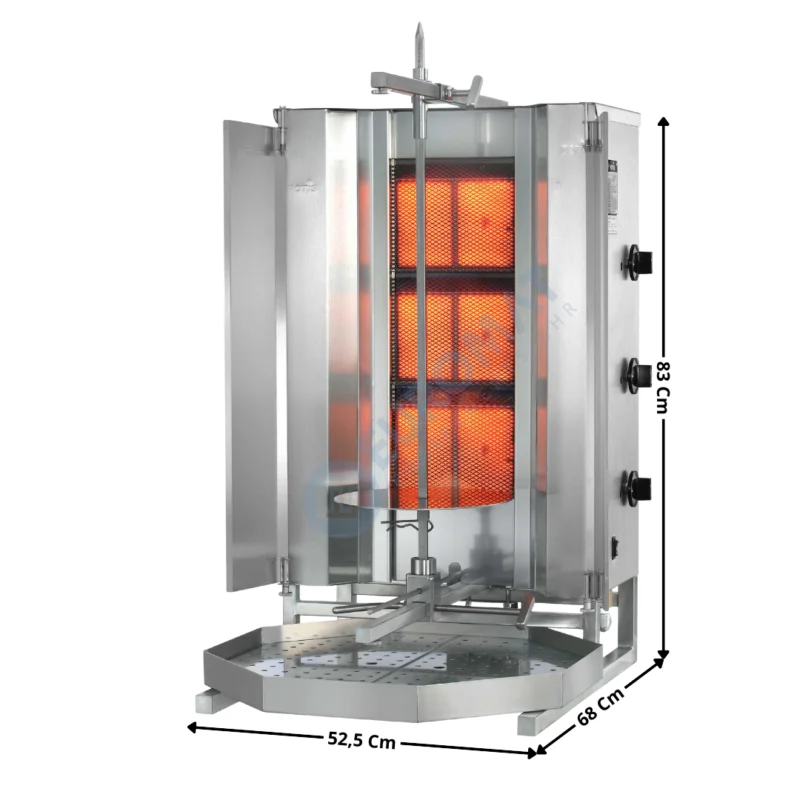 Offre Spéciale Machine à Kebab 3 zones HP Gaz avec Déflecteurs G+D – Premium Series | MUGD3+ACPT0900 | POTIS
