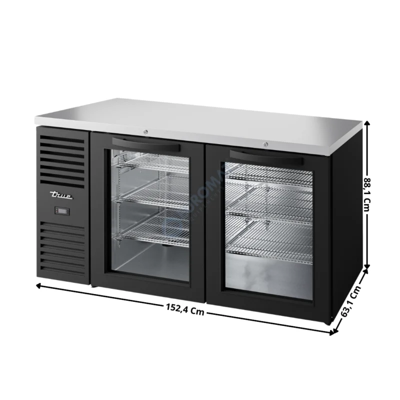 Arrière-bar réfrigérée 550L. Noir – Portes Vitrées – Premium Series | TBR60RISZ1LBGG2 | TRUE Offre Exclusive