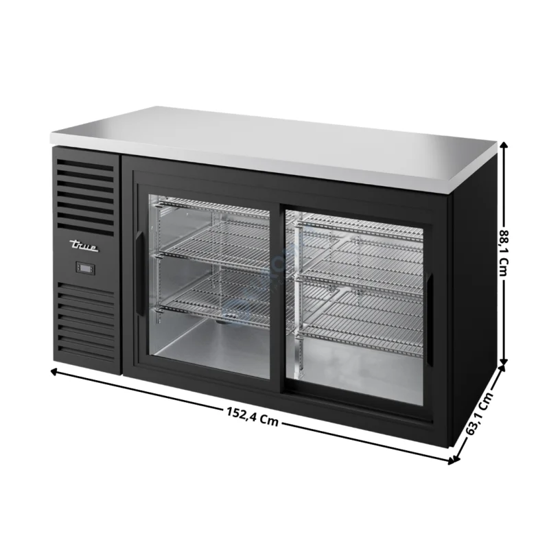 Arrière-bar réfrigérée 550L. Noir – Portes Vitrées – Premium Series | TBR60RISZ1LB112 | TRUE Expédition Rapide