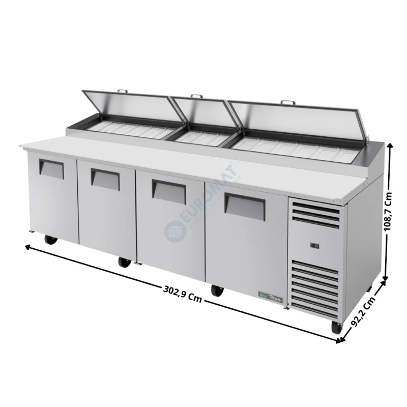 Meuble à Pizza Haut Rendement – 4 portes pleine – 15 x GN1/3 – Premium Series | TPPAT119HC | TRUE Super Prix