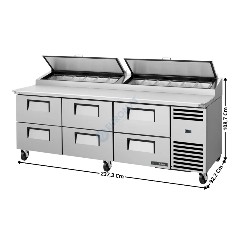 Meuble à Pizza Haut Rendement – 6 tiroirs – 12 x GN1/3 – Premium Series | TPPAT293D6HC | TRUE Soldes