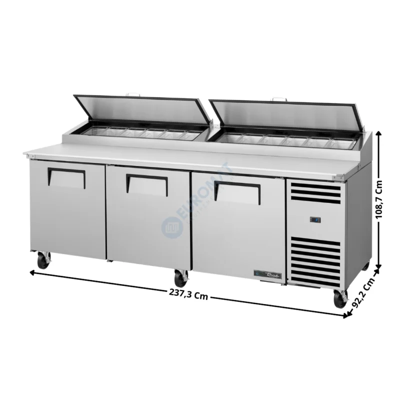 Livraison Express Meuble à Pizza Haut Rendement – 3 portes pleine – 12 x GN1/3 – Premium Series | TPPAT293HC | TRUE