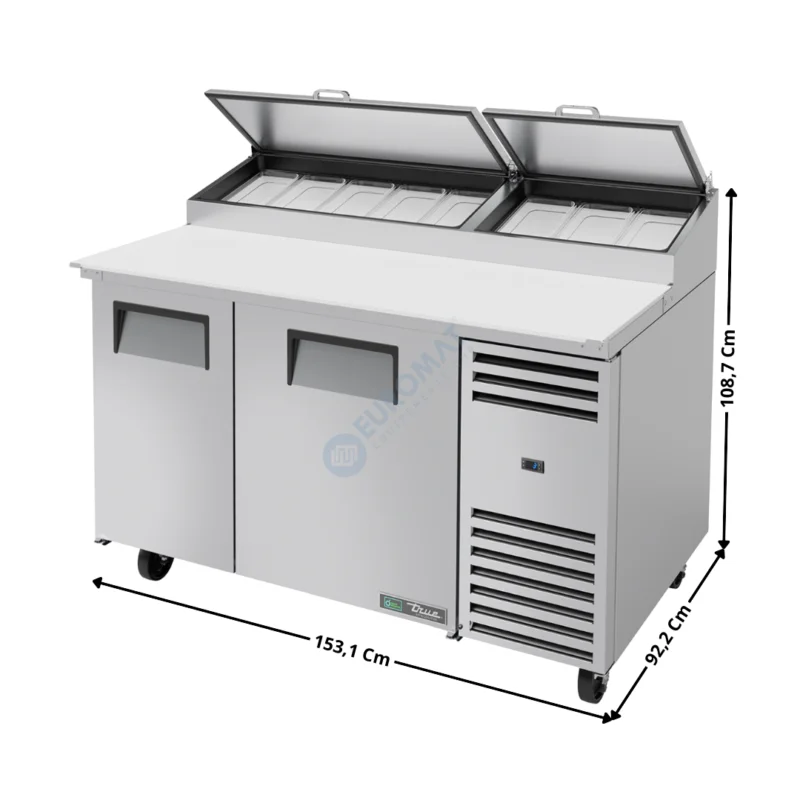Meuble à Pizza Haut Rendement – 2 portes pleine – 8 x GN1/3 – Premium Series | TPPAT60HC | TRUE Commander Vite