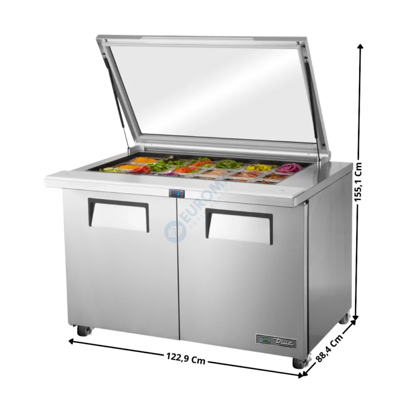 Saladette Haut Rendement – 2 portes pleine – 18 x GN1/6 / Capot en Verre – Premium Series | TSSU4818MBFGLIDHC | TRUE Meilleure Vente
