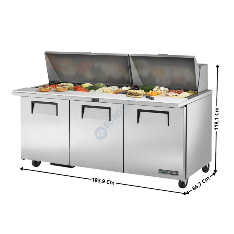 Livraison Express Saladette Haut Rendement – 3 portes pleine – 30 x GN1/6 – Premium Series | TSSU7230MBSTHC | TRUE
