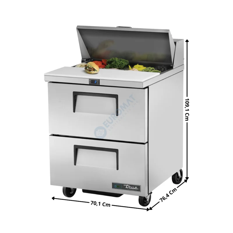Saladette Haut Rendement – 2 tiroirs – 8 x GN1/6 – Premium Series | TSSU2708D2HC | TRUE Must-Have
