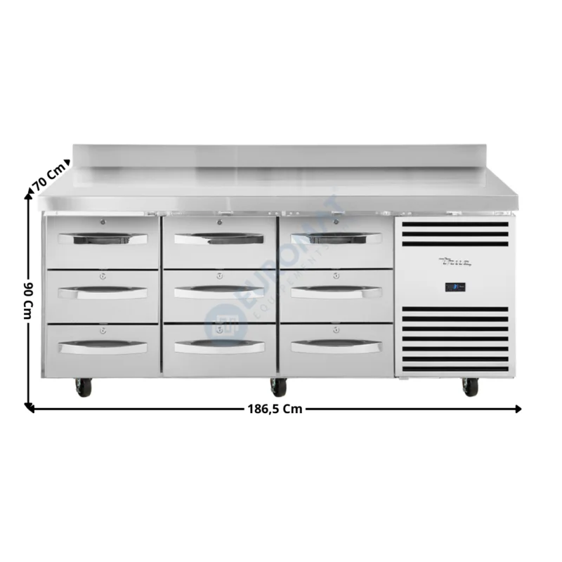 Top Vente Meuble réfrigérée positive – 9 tiroirs GN1/1 – Premium Series | TCR13CRSSDLDR+WT+3X3D | TRUE