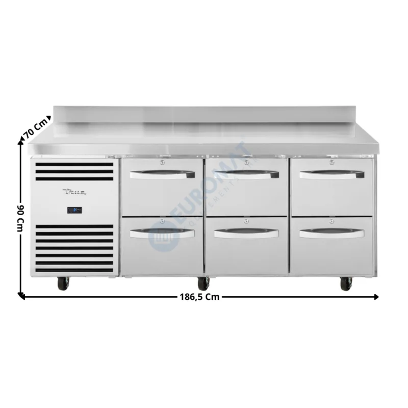 Certifié Meuble réfrigérée positive – 6 tiroirs GN1/1 – Premium Series | TCR13CLSSDLDR+WT+3X2D | TRUE