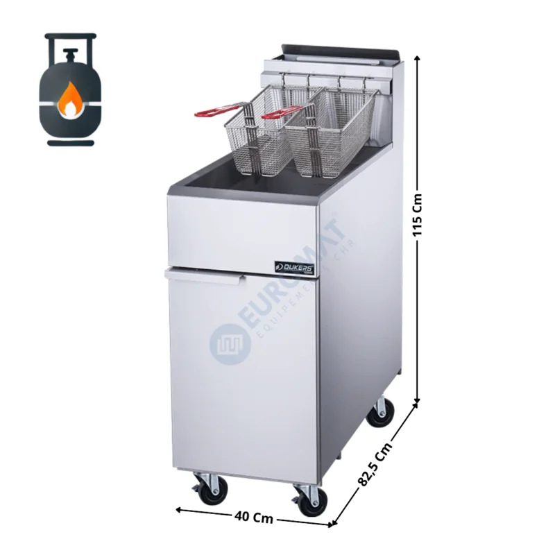 Friteuse gaz 22 L. sur coffre – Haut Rendement « 3 Brûleurs / 22kW » | DCF22LGPL | DUKERS Seulement Aujourd’hui