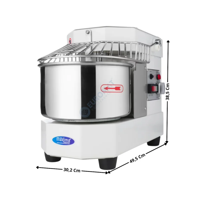 Paiement Sécurisé Pétrin à Spirale 8L. – Modèle de Table – Blanc – Grille Relevable / Simple Vitesse / 230V | 09361008 | MAXIMA