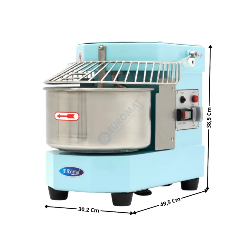 Pétrin à Spirale 8L. – Modèle de Table – Bleu – Grille Relevable / Simple Vitesse / 230V | 09361003 | MAXIMA Super Prix