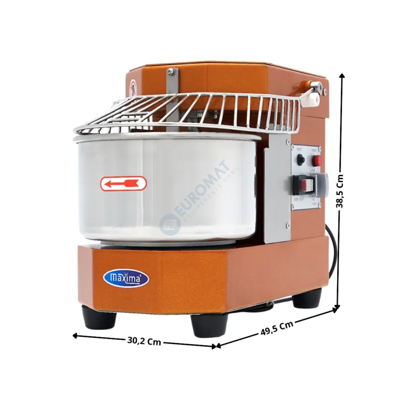 Pétrin à Spirale 8L. – Modèle de Table – Orange – Grille Relevable / Simple Vitesse / 230V | 09361011 | MAXIMA Nouveauté