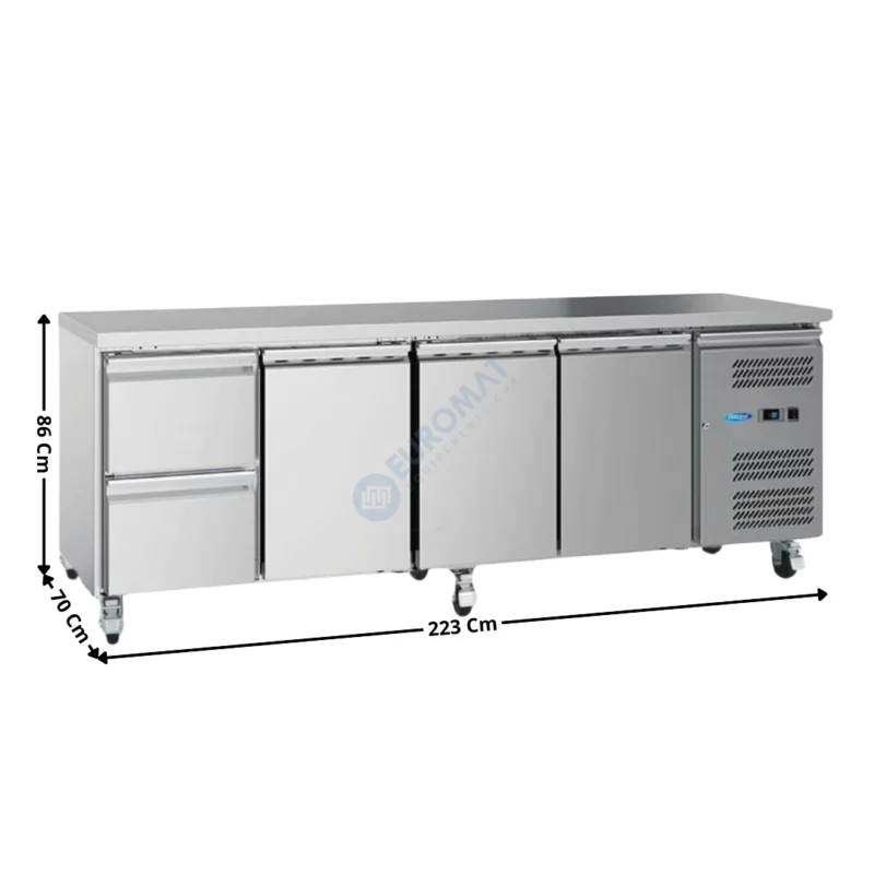 Meuble table réfrigérée / positive – 3 portes pleines GN1/1 + 2 tiroirs GN1/1 | 09400408+1xS2D | MAXIMA Prix Promo