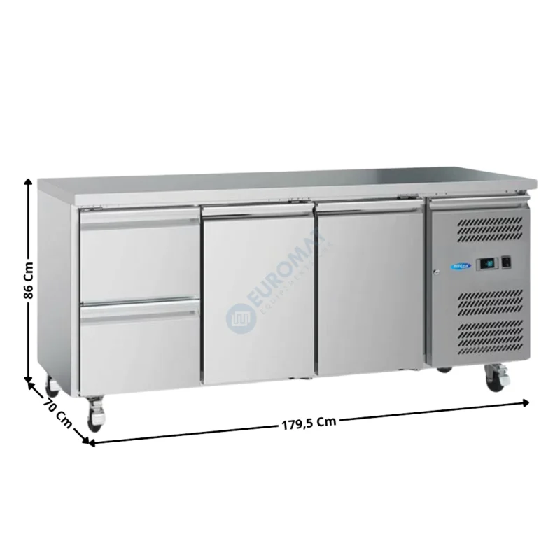 Nouveauté Meuble table réfrigérée / positive – 2 portes pleines GN1/1 + 2 tiroirs GN1/1 | 09400405+1xS2D | MAXIMA