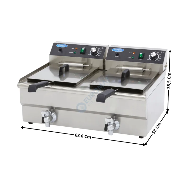 Achat Immédiat Friteuse électrique 16+16L. avec Vidange – A poser – Série économique | 09365011 | MAXIMA