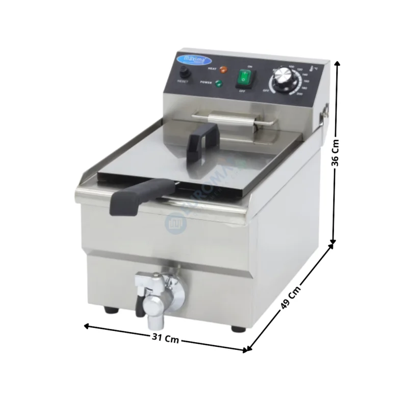 Friteuse électrique 13L. avec Vidange – A poser – Série économique | 09365230 | MAXIMA Petit Prix
