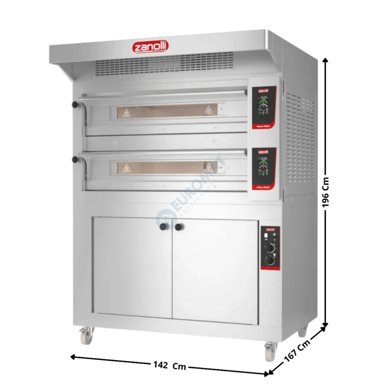 Solde Four à pizza 9+9 pizzas – Modèle CITIZEN PW 105X105 « Digitale » – 2 Niveaux + Etuve + Hotte 400m3/H |CITIZENPW66MCD+E+H | ZANOLLI