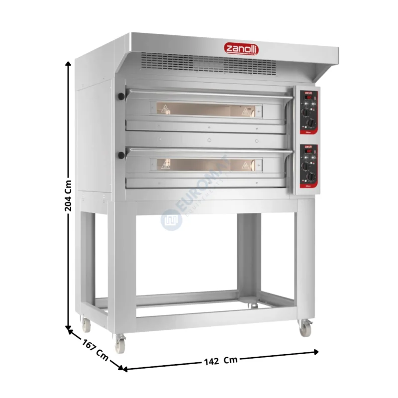 Meilleure Vente Four à pizza 9+9 pizzas – Modèle CITIZEN PW 105X105 – 2 Niveaux + Support + Hotte 400m3/H |CITIZENPW99MC+S+H | ZANOLLI