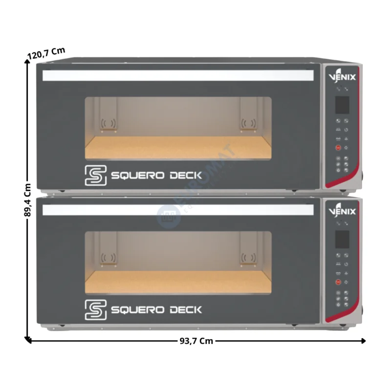 Fours à Sole 4 x 600x400 – Modèle SQUERO DECK – Sol en Pierre Réfractaire | 2XSQDK02DGBD03R | VENIX Bon Plan
