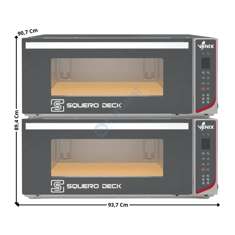 Fours à Sole 2 x 600x400 – Modèle SQUERO DECK – Sol en Pierre Réfractaire | 2XSQDK01DGBD03R | VENIX Retour Gratuit