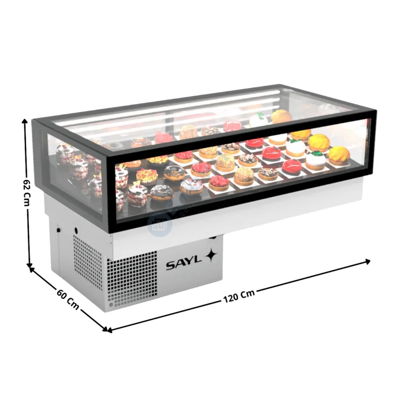 Vitrine Réfrigérée de Comptoir Encastrable 120 Cm « Sans Etagères » – Série Premium | DP12020 | SAYL Meilleure Vente