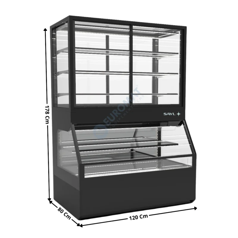 Commande En Gros Comptoir Réfrigéré Arrière à Portes + Vitrine Chauffante Self-Service Trois Niveaux – Série INTEGRA COMBi | COF8ACRD | SAYL