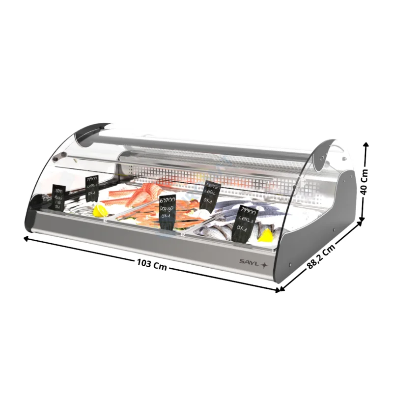 Offre Limitée Vitrine à Poissons de Comptoir 103 Cm / 3 x GN1/1 H65 / Noire – Série Premium | VX3N | SAYL