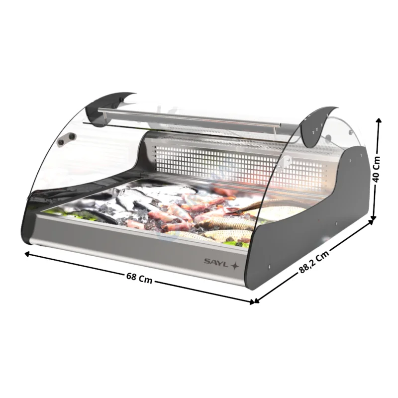 Vitrine à Poissons de Comptoir 68 Cm / 2 x GN1/1 H65 / Noire – Série Premium | VX2N | SAYL Pas Cher