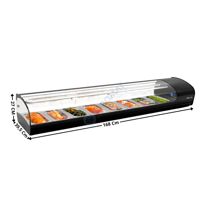 Expédié Aujourd’hui Vitrine à Sushi de Comptoir 168 Cm / 8 x GN1/3 H. 40 – Série Premium | SK8S | SAYL