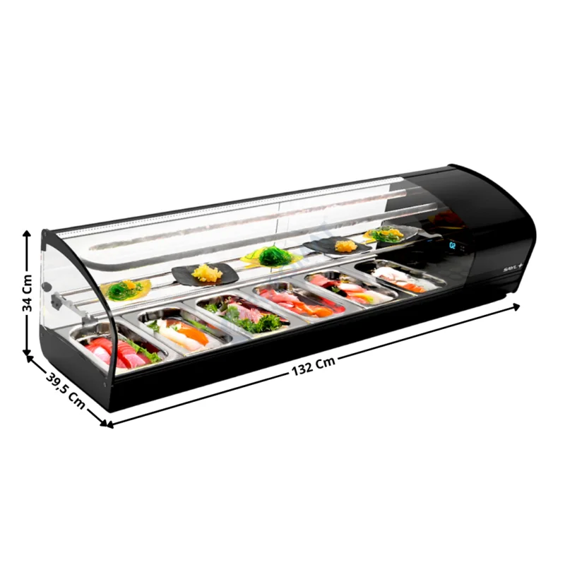 Vente Flash Vitrine à Sushi de Comptoir 132 Cm / 6 x GN1/3 H. 40 – Série Premium | SK26S | SAYL