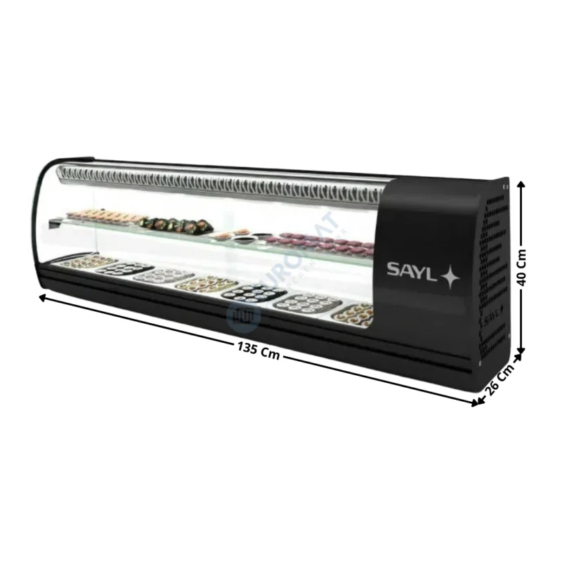 Vitrine à Sushi de Comptoir 135 Cm / 7 x GN1/6 H. 40 – Série Premium | VSL7S | SAYL Solde