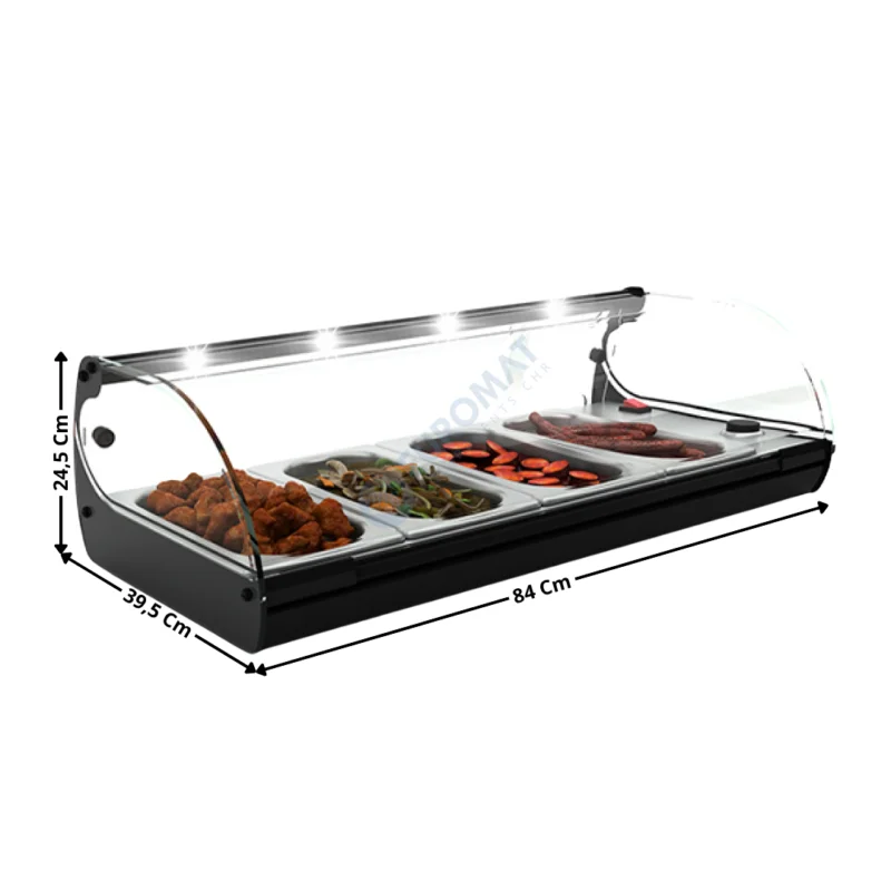 Vitrine Bain-Marie à Poser 84 Cm / 4 x GN1/3 H. 40 – Série Premium | C4L | SAYL Expédié Aujourd’hui