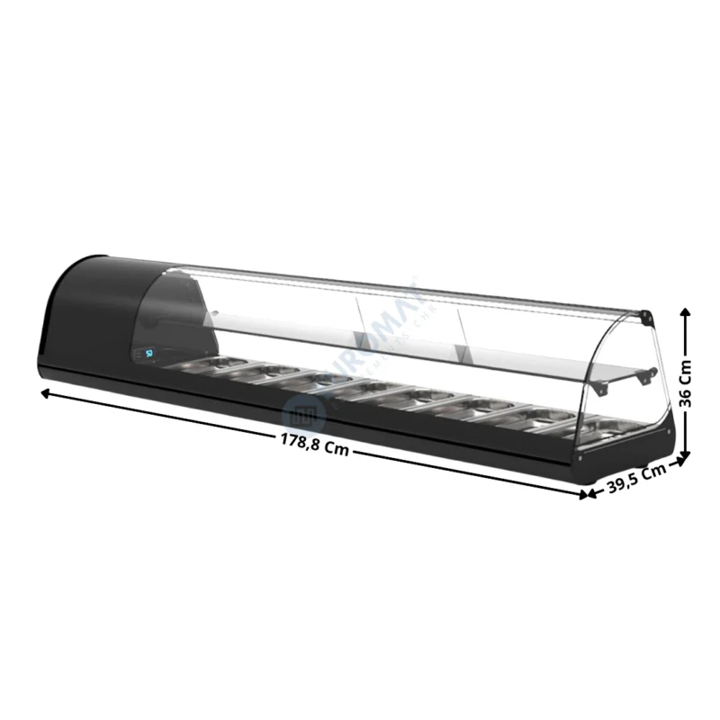 Pas Cher Vitrine à Tapas de Comptoir 178,8 Cm / 8 x GN1/3 H. 40 – Série Premium | V28NI | SAYL