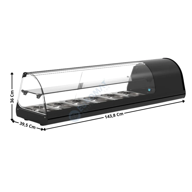 Vitrine à Tapas de Comptoir 143,8 Cm / 6 x GN1/3 H. 40 – Série Premium | V26N | SAYL Commande En Gros