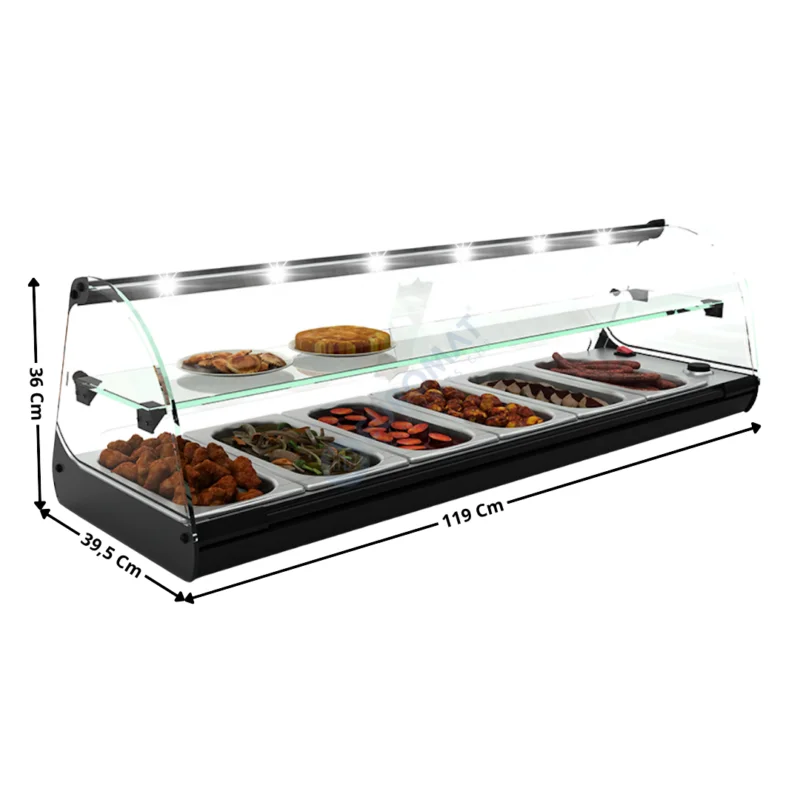 Vitrine Bain-Marie à Poser 119 Cm / 6 x GN1/3 H. 40 – Série Premium | C26L | SAYL Acheter Direct