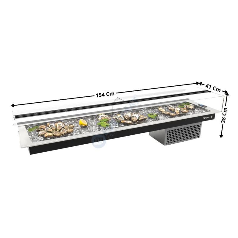 Vitrine Encastrable Réfrigéré 154Cm – 8 x GN1/3 H.40 – Série Premium | MI8 | SAYL Vente Directe