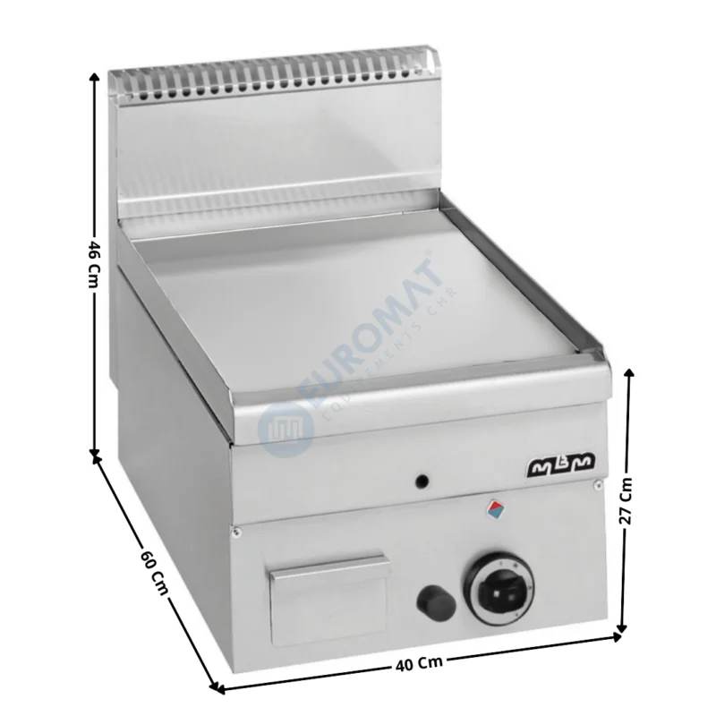 Plaque / Plancha 1 zone chromée gaz MINIMA 600 | GFT46LC | MBM Vente Flash