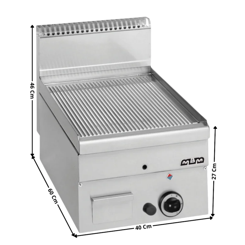 Plaque / Plancha 1 zone acier rainurée gaz MINIMA 600 | GFT46R | MBM Quantité Limitée