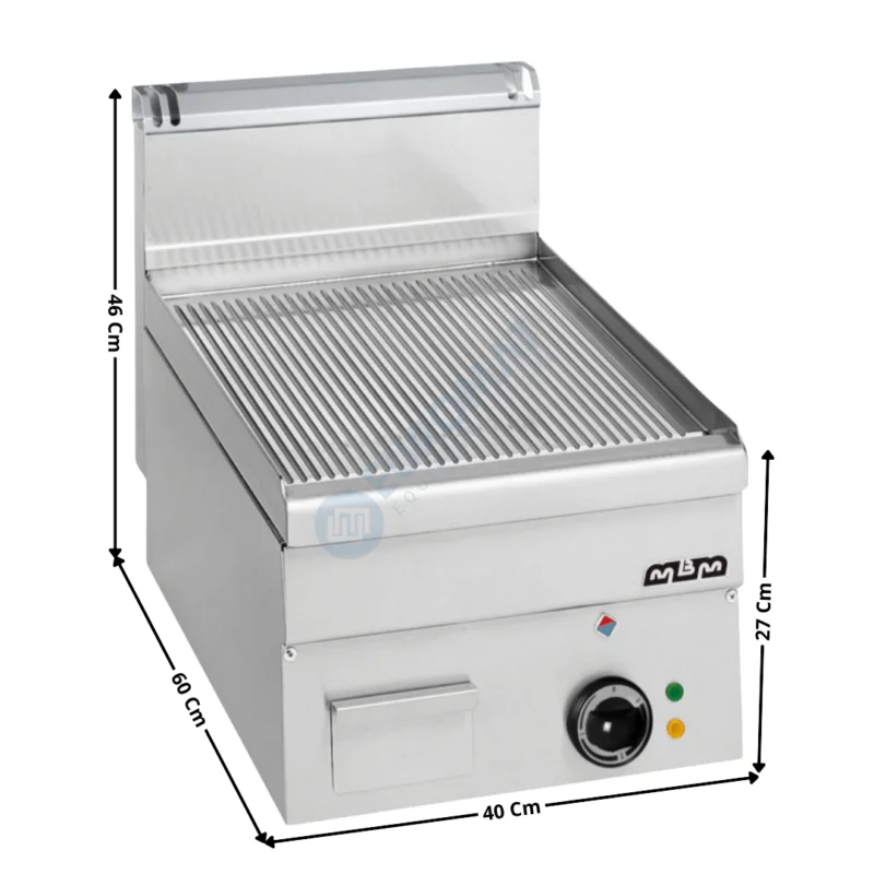 Plaque / Plancha 1 zone acier rainurée élec MINIMA 600 | EFT46R | MBM Haute Qualité