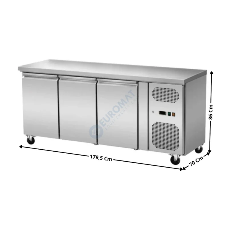 Offre Spéciale Meuble table réfrigérée – 3 portes pleines GN1/1 – ECO Series | THP3100TNEC | SKYRAINBOW