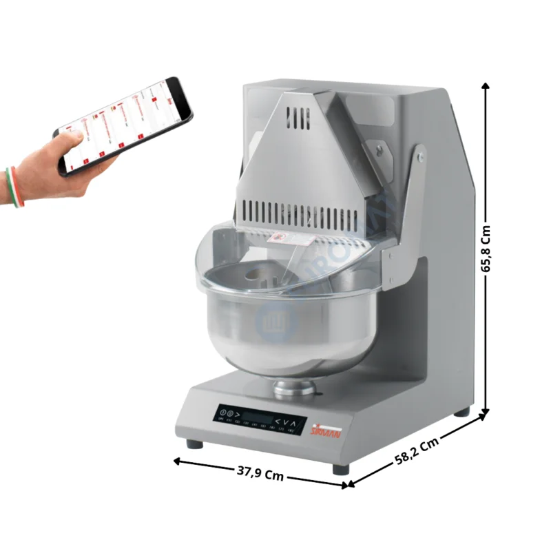 Marque Pétrin 6-7 Kg. – Cuve & Tête fixe / Digitale – WiFi SRCS / Gris – Série TUFF 10 EL | 40891062 | SIRMAN