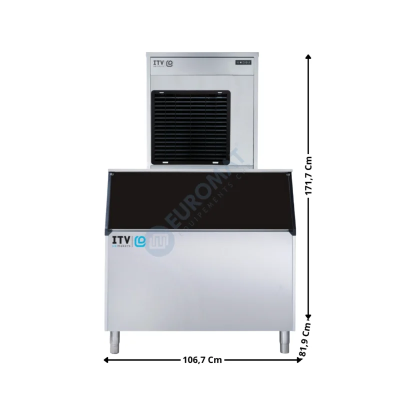 Prix Cassé Machine à paillettes/grains 230Kg / 24H – AIR – Type Tête de Production avec Bac de Stockage 340Kg | IQ230A+S350 | ITV
