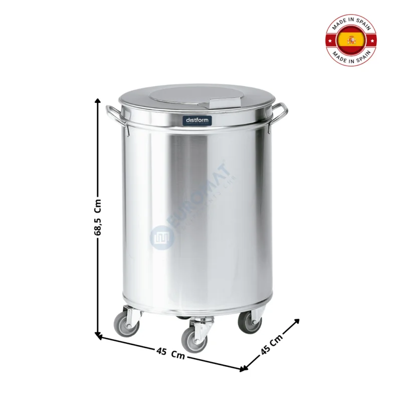 Poubelle inox cylindrique à Couvercle Amovible 95L – Série Premium | F0260504 | DISTFORM Expédition Rapide