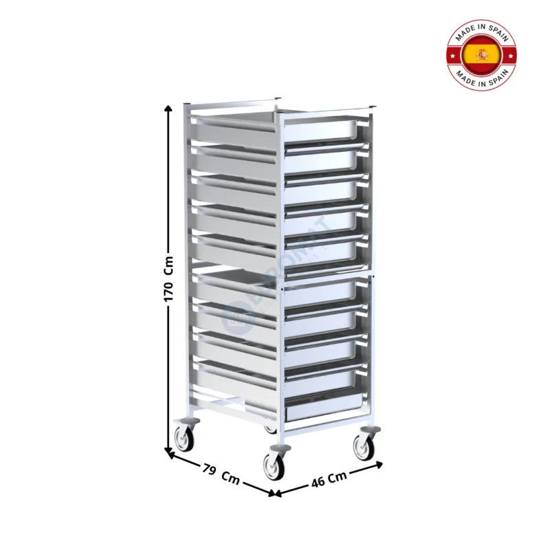 Chariot de Décongélation avec 9 Bacs GN1/1 – 100% INOX – Série Premium | F0260603 | DISTFORM Acheter Direct