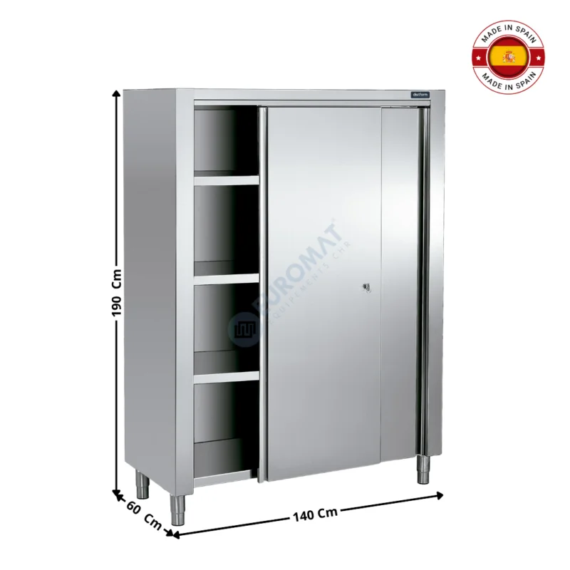 Populaire Armoire neutre 140 Cm à Portes Coulissantes / Avec Serrure – Série Premium | F0240002 | DISTFORM