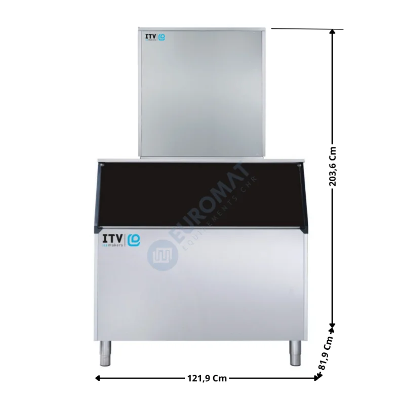 Solde Machine à glaçons 145Kg / 24H – AIR – Type Tête de Production avec Bac de Stockage 390Kg | GALAMDP150A+S400 | ITV